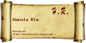 Hanula Ria névjegykártya